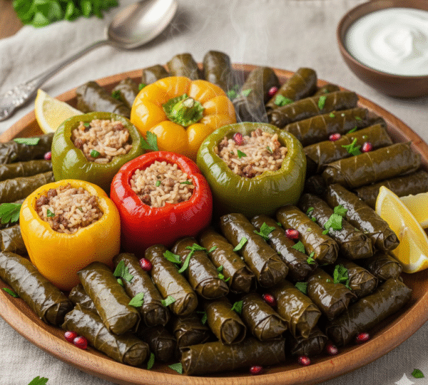 Egyptian mahshi, vegetables stuffed with seasoned rice and herbs